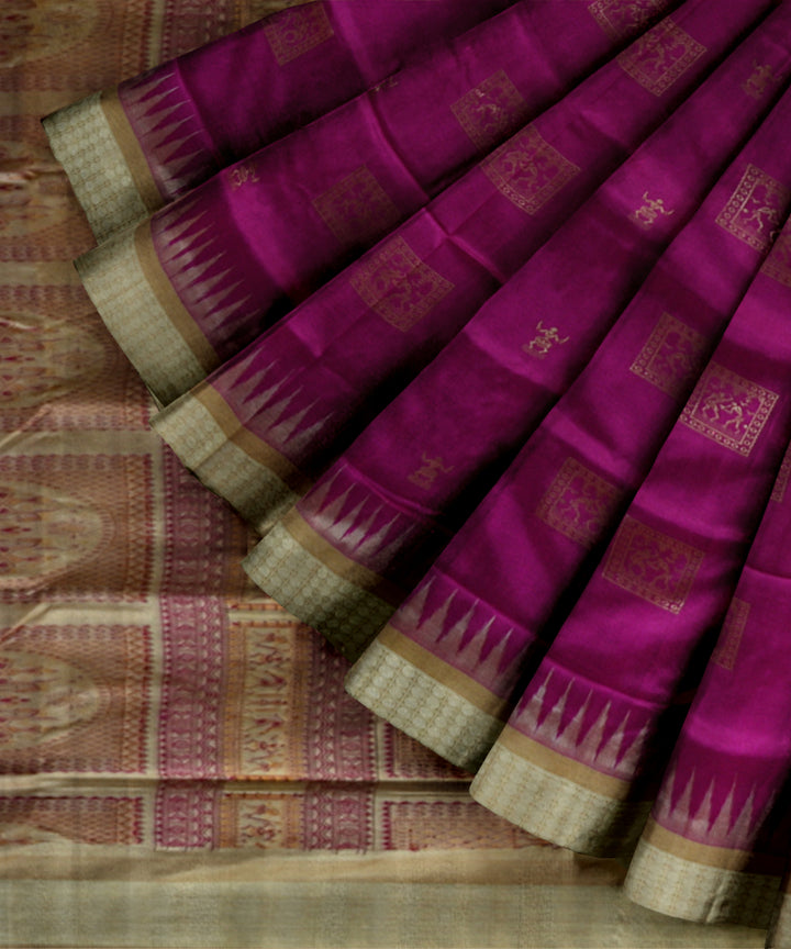 Pink feldspar silk handloom bomkai saree