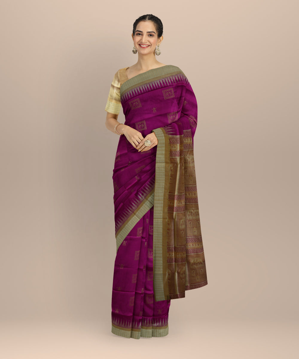 Pink feldspar silk handloom bomkai saree