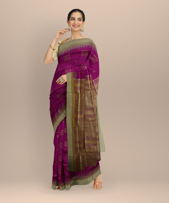 Pink feldspar silk handloom bomkai saree