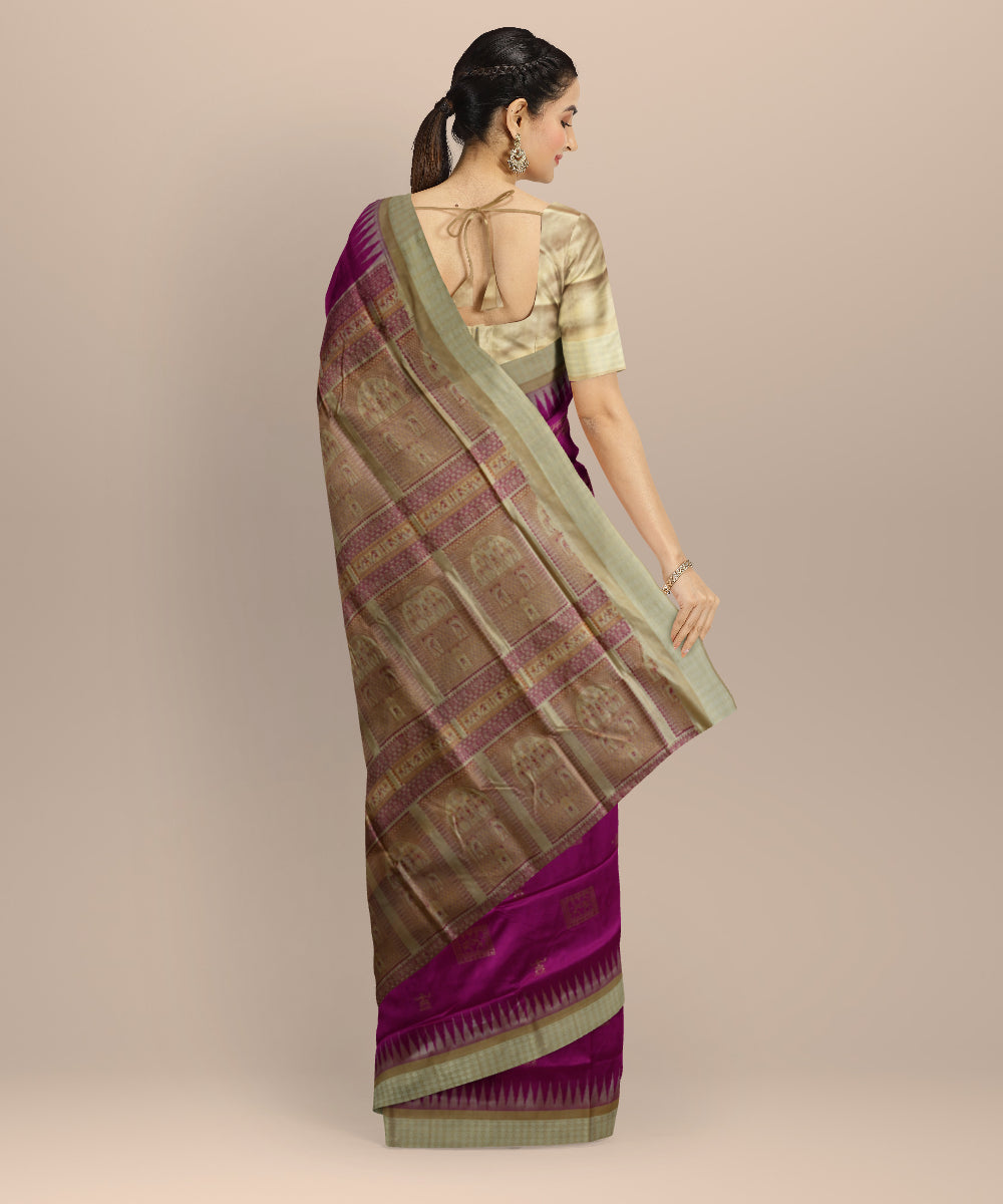 Pink feldspar silk handloom bomkai saree