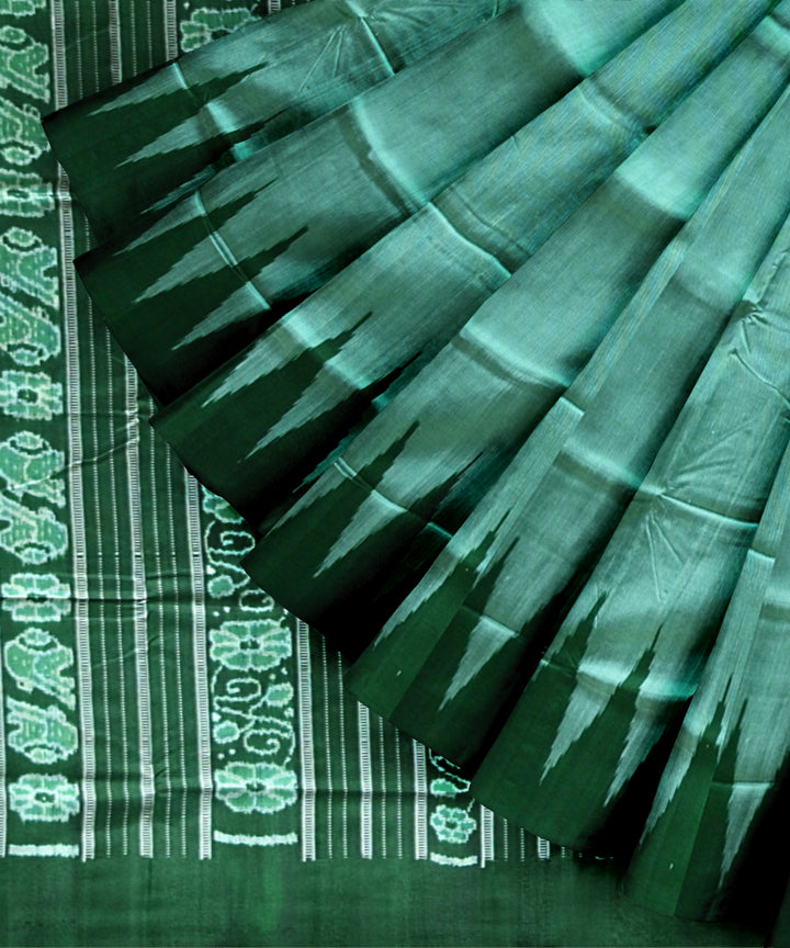 Cyan green dark green silk handloom bomkai saree