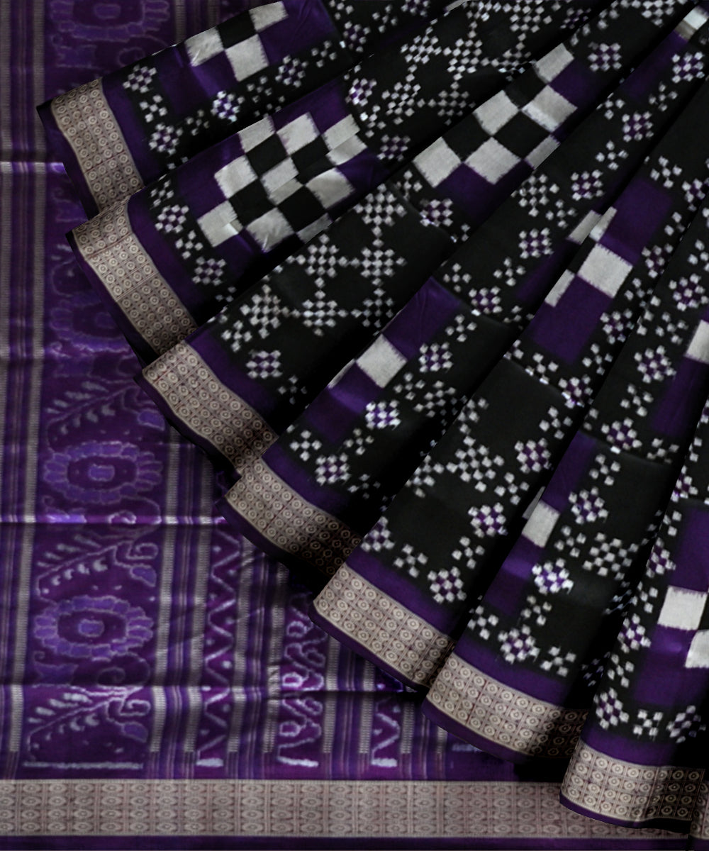 Multicolor violet silk handloom sambalpuri saree