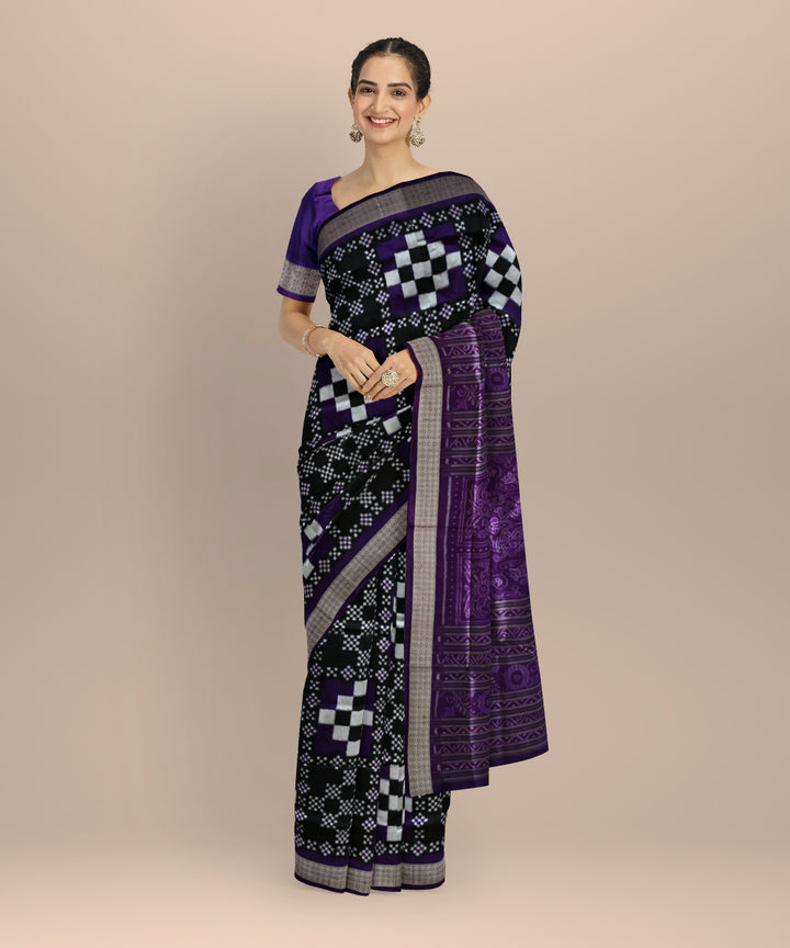 Multicolor violet silk handloom sambalpuri saree
