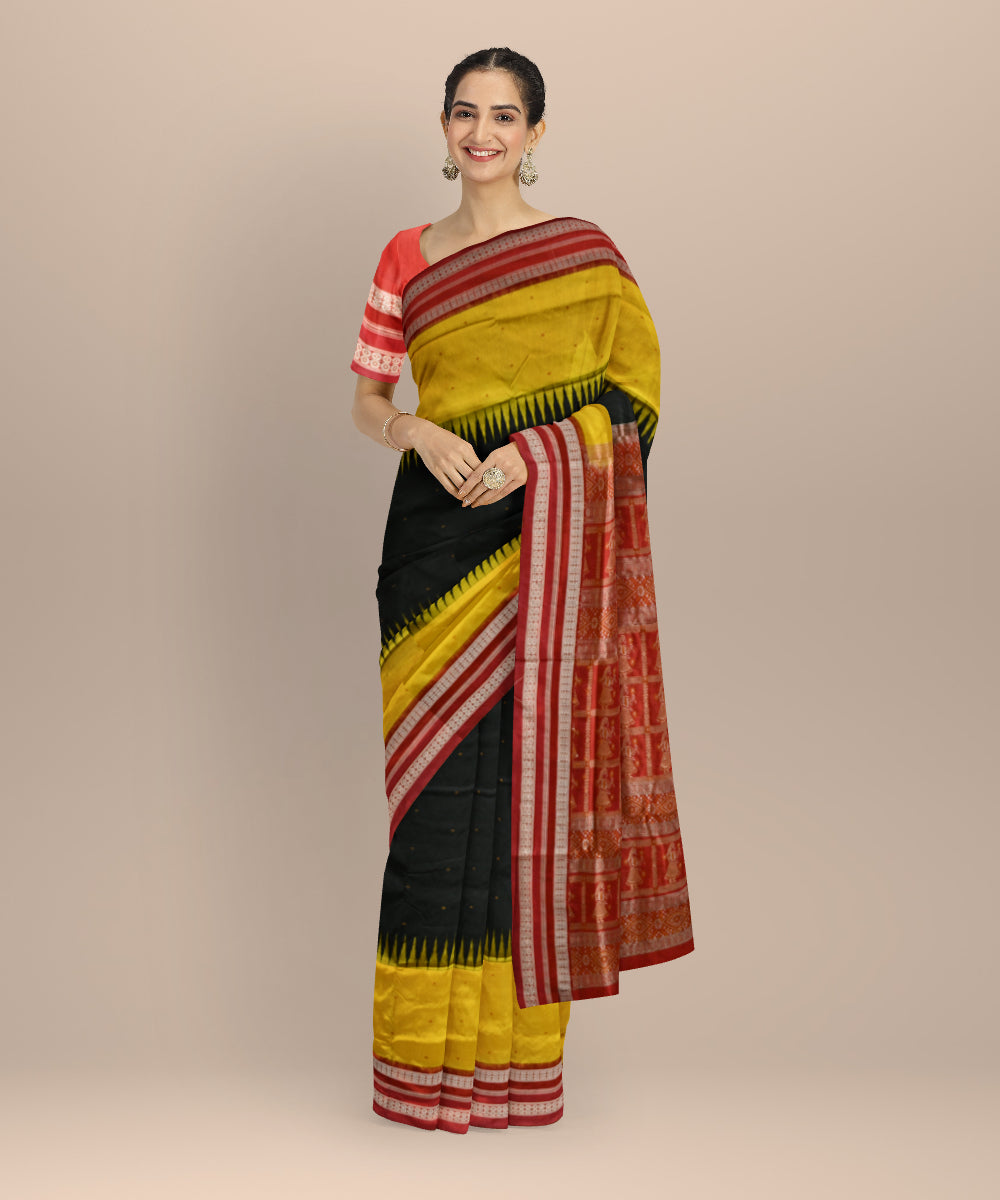 Multicolor dark red silk handloom bomkai saree