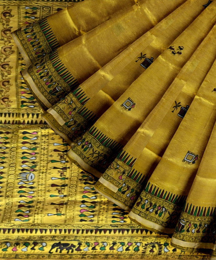 Yellow multicolour handloom sambalpuri silk saree