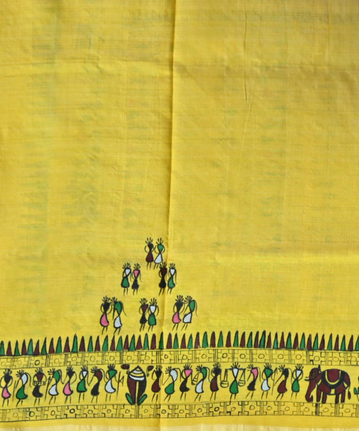 Yellow multicolour handloom sambalpuri silk saree