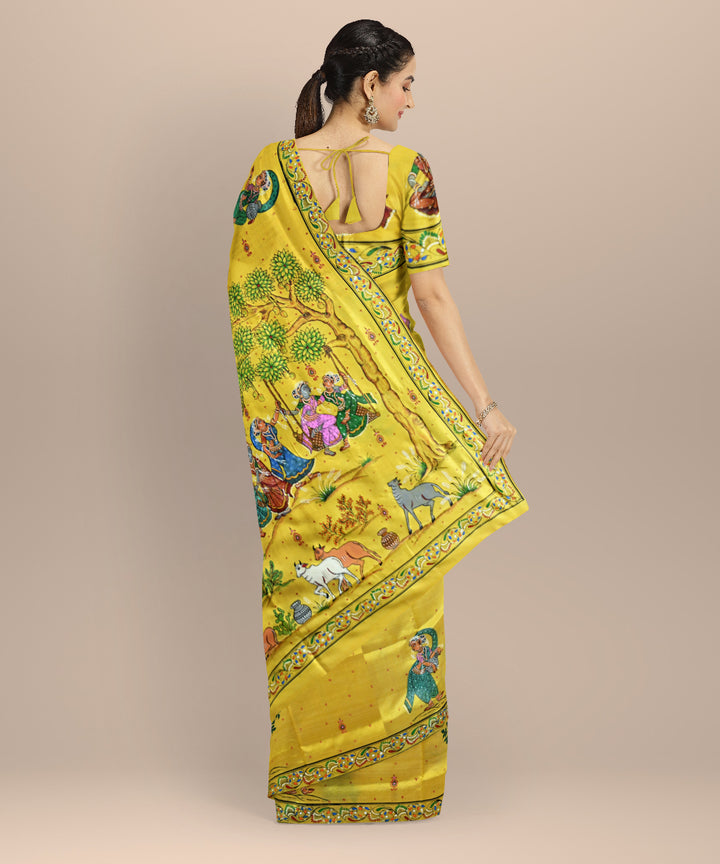 Yellow multicolour silk handloom sambalpuri saree