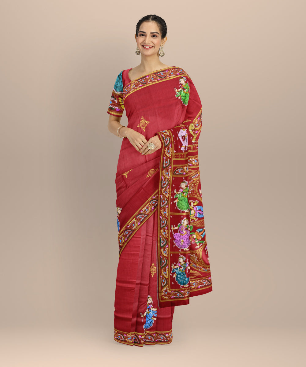 Red red silk handloom sambalpuri saree