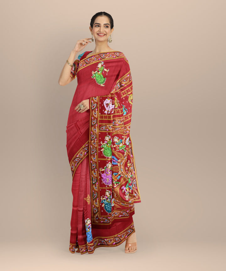 Red red silk handloom sambalpuri saree