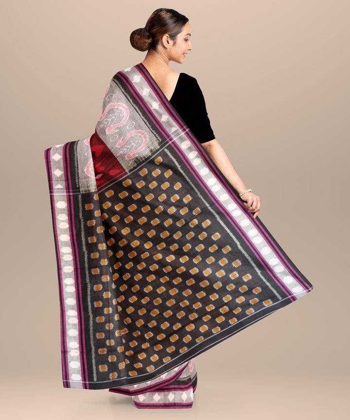 Falu red black cotton handloom nuapatna saree