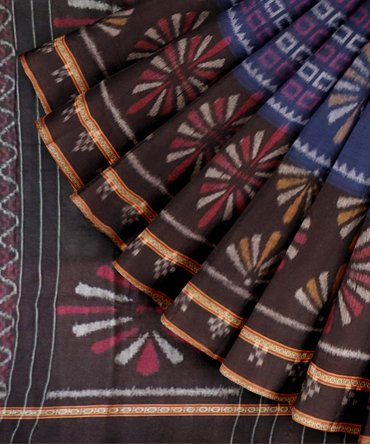 Egyptian blue black cotton handloom nuapatna saree