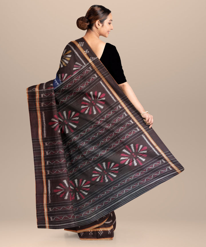 Egyptian blue black cotton handloom nuapatna saree