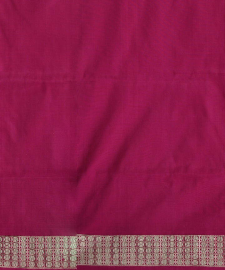 White deep cerise silk handloom sambalpuri saree