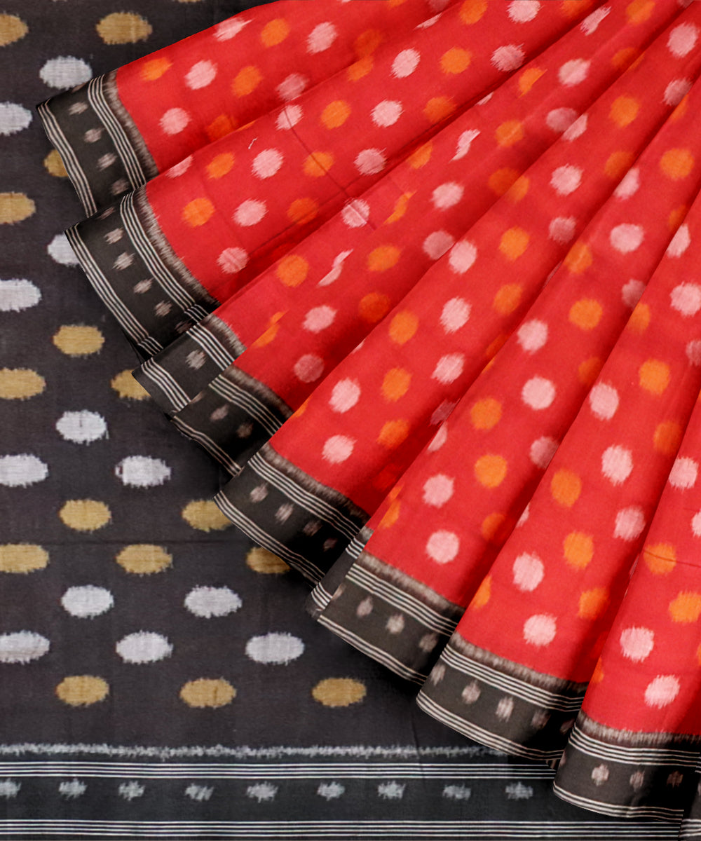 Red black handloom cotton nuapatna saree