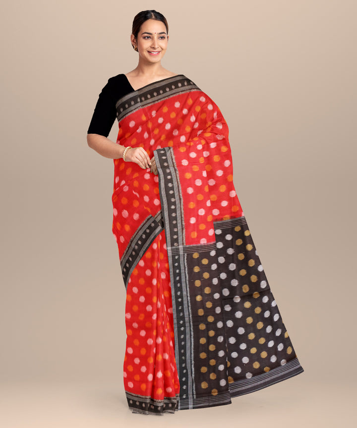Red black handloom cotton nuapatna saree