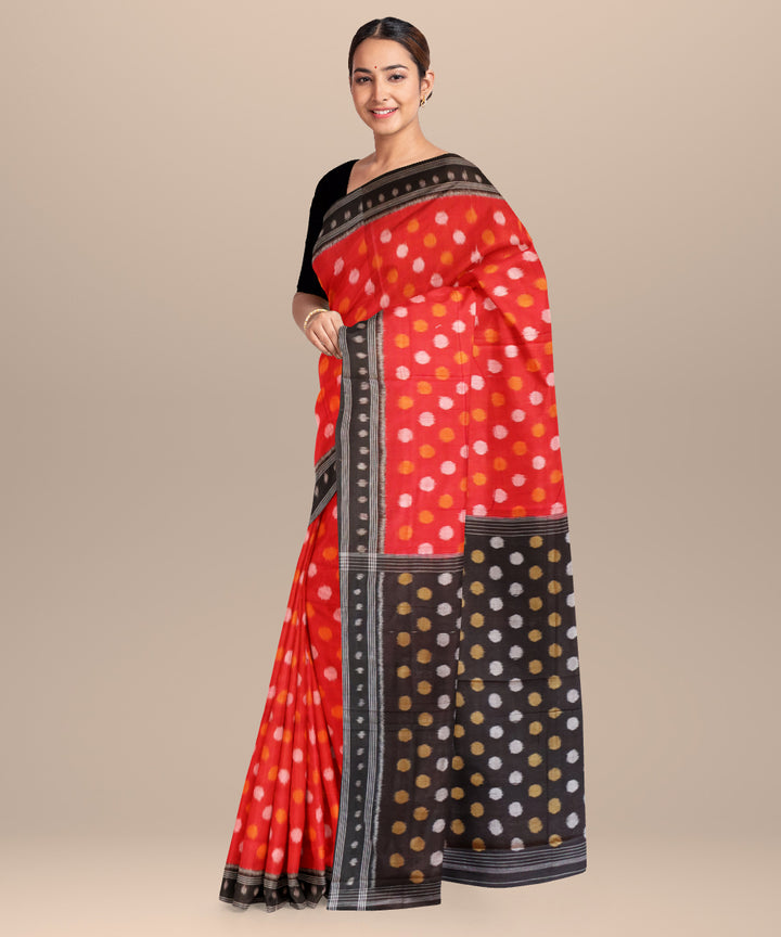 Red black handloom cotton nuapatna saree