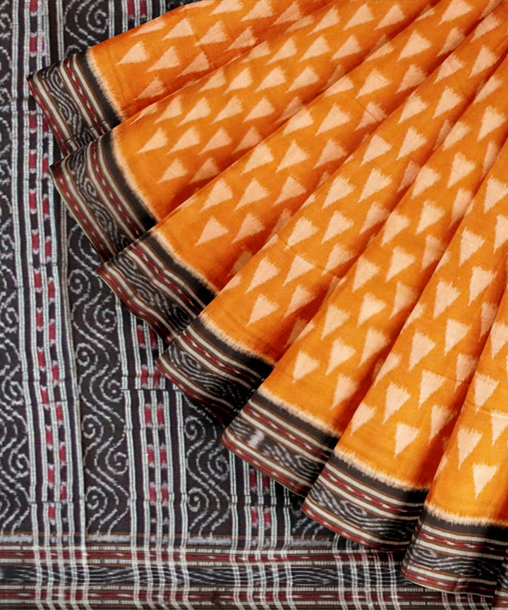 Bronze yellow black cotton handloom nuapatna saree