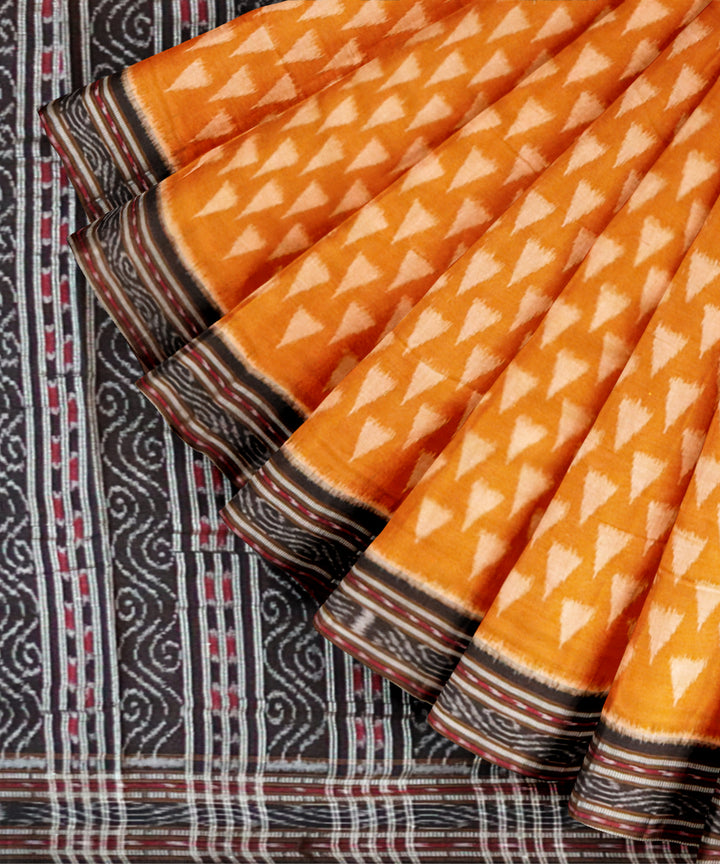 Bronze yellow black cotton handloom nuapatna saree