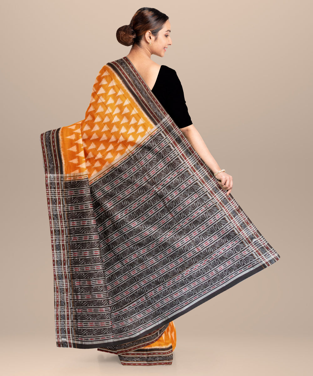 Bronze yellow black cotton handloom nuapatna saree