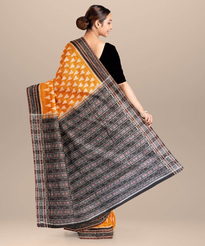 Bronze yellow black cotton handloom nuapatna saree