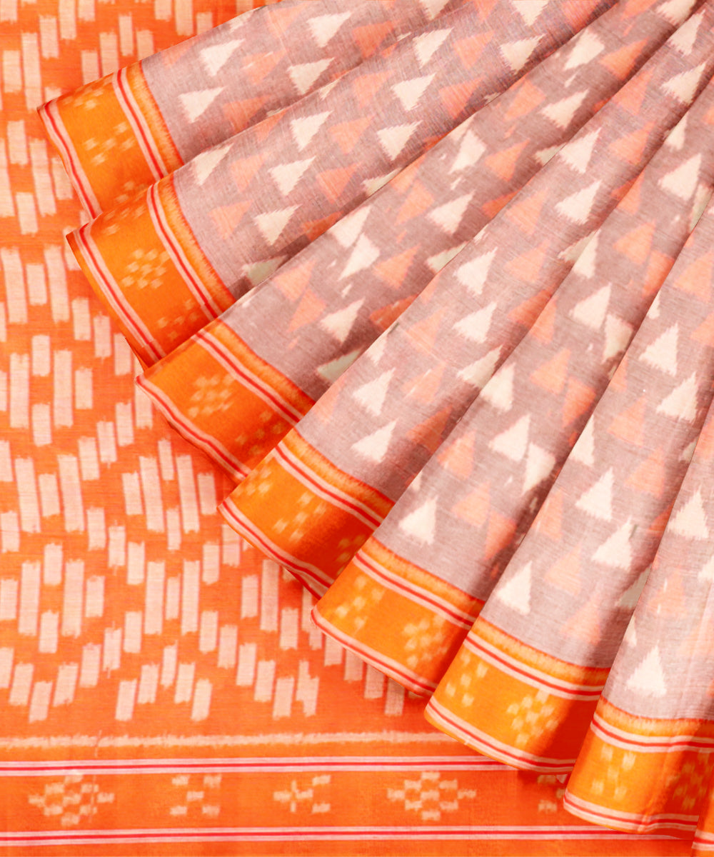 Bazar yellow dark orange cotton handloom nuapatna saree