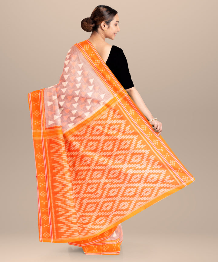 Bazar yellow dark orange cotton handloom nuapatna saree