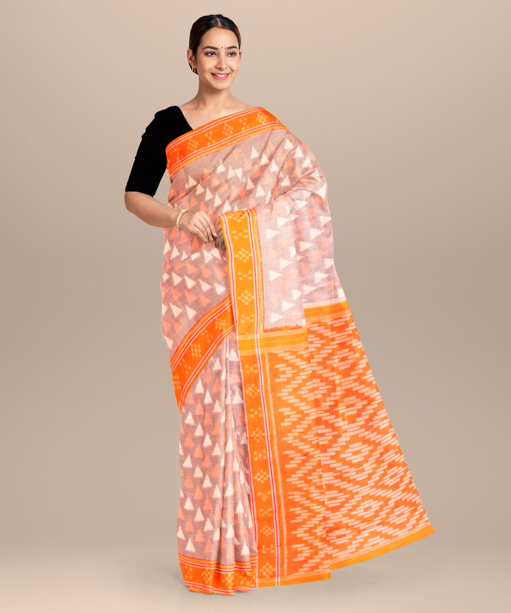 Bazar yellow dark orange cotton handloom nuapatna saree