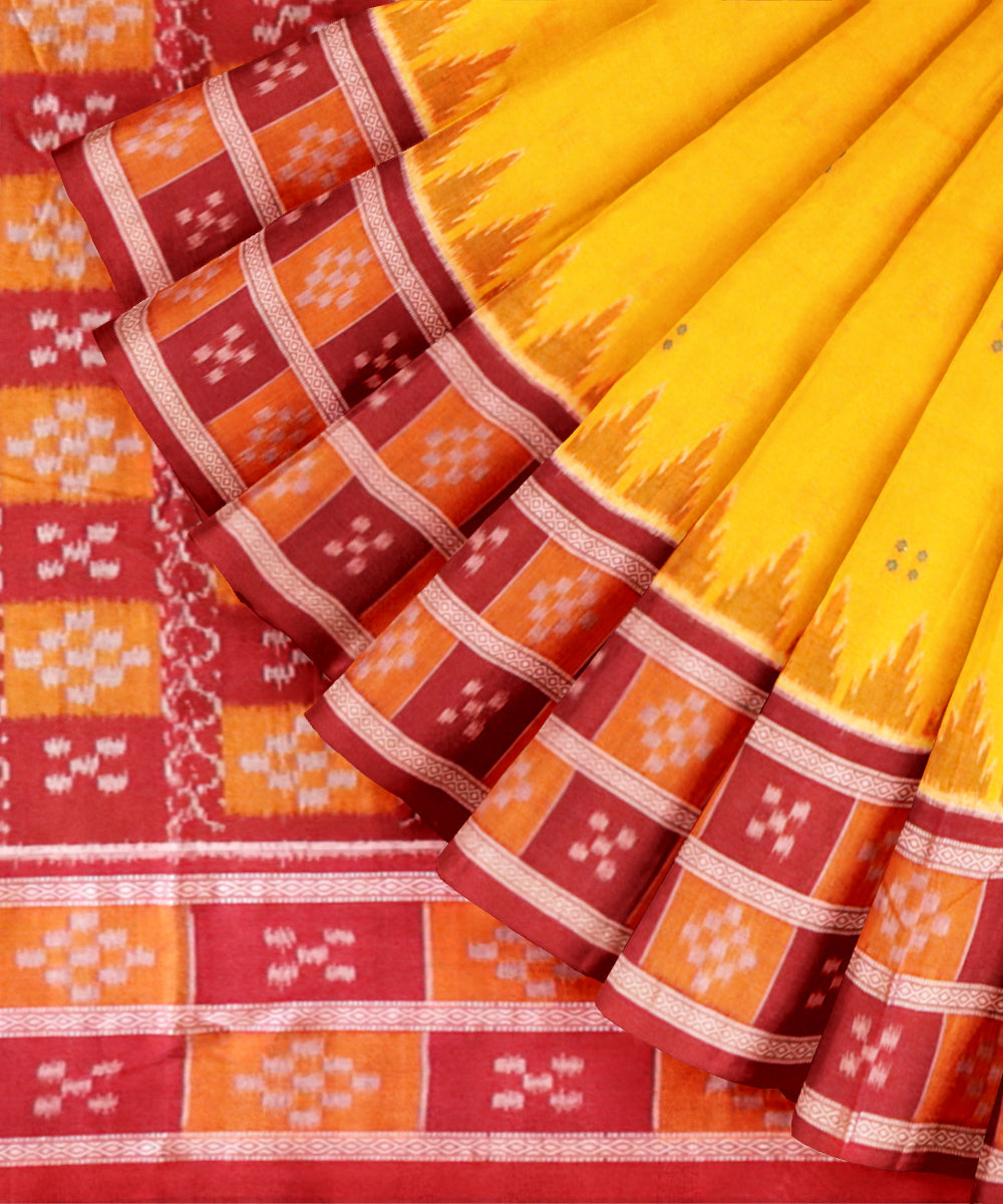 Orange barn red cotton handloom nuapatna saree