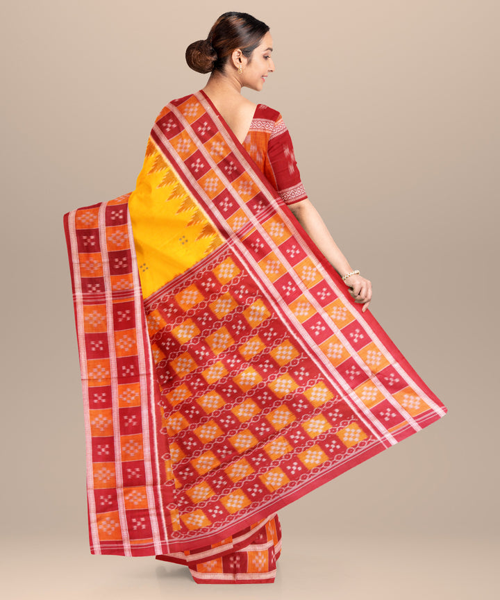 Orange barn red cotton handloom nuapatna saree