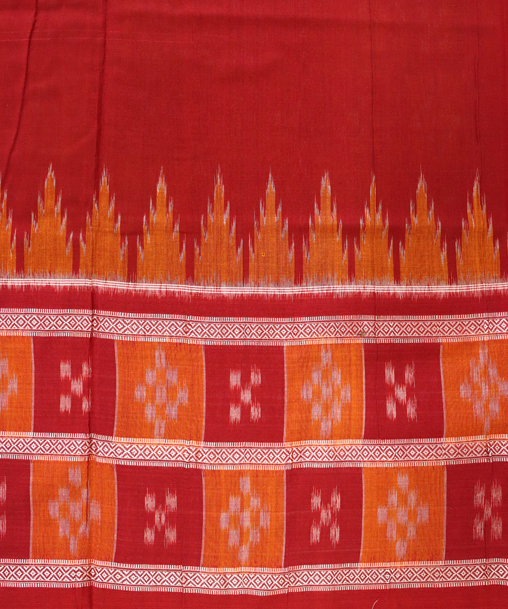 Orange barn red cotton handloom nuapatna saree