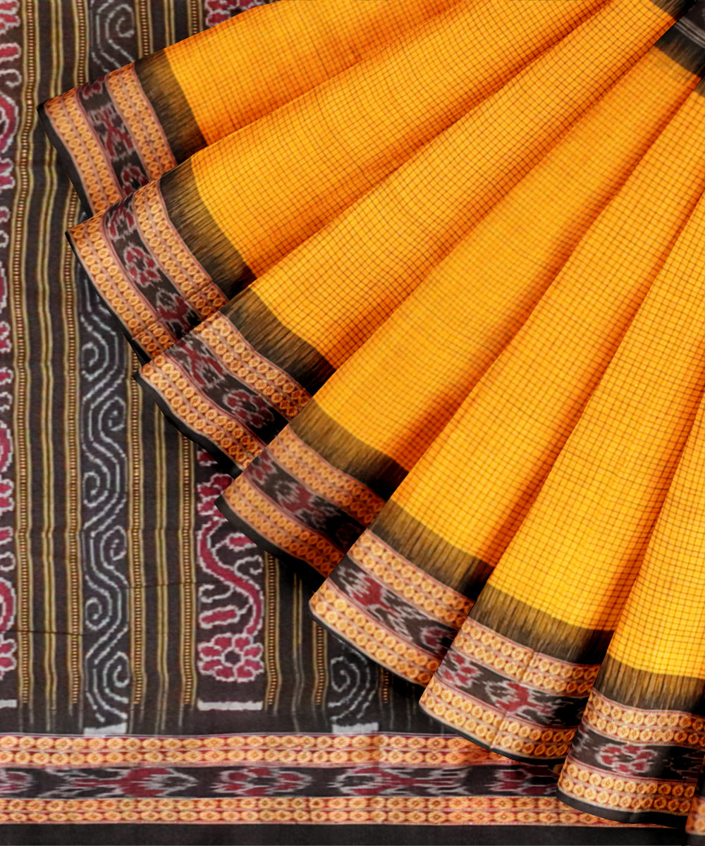 Multicolor black handloom nuapatna cotton saree