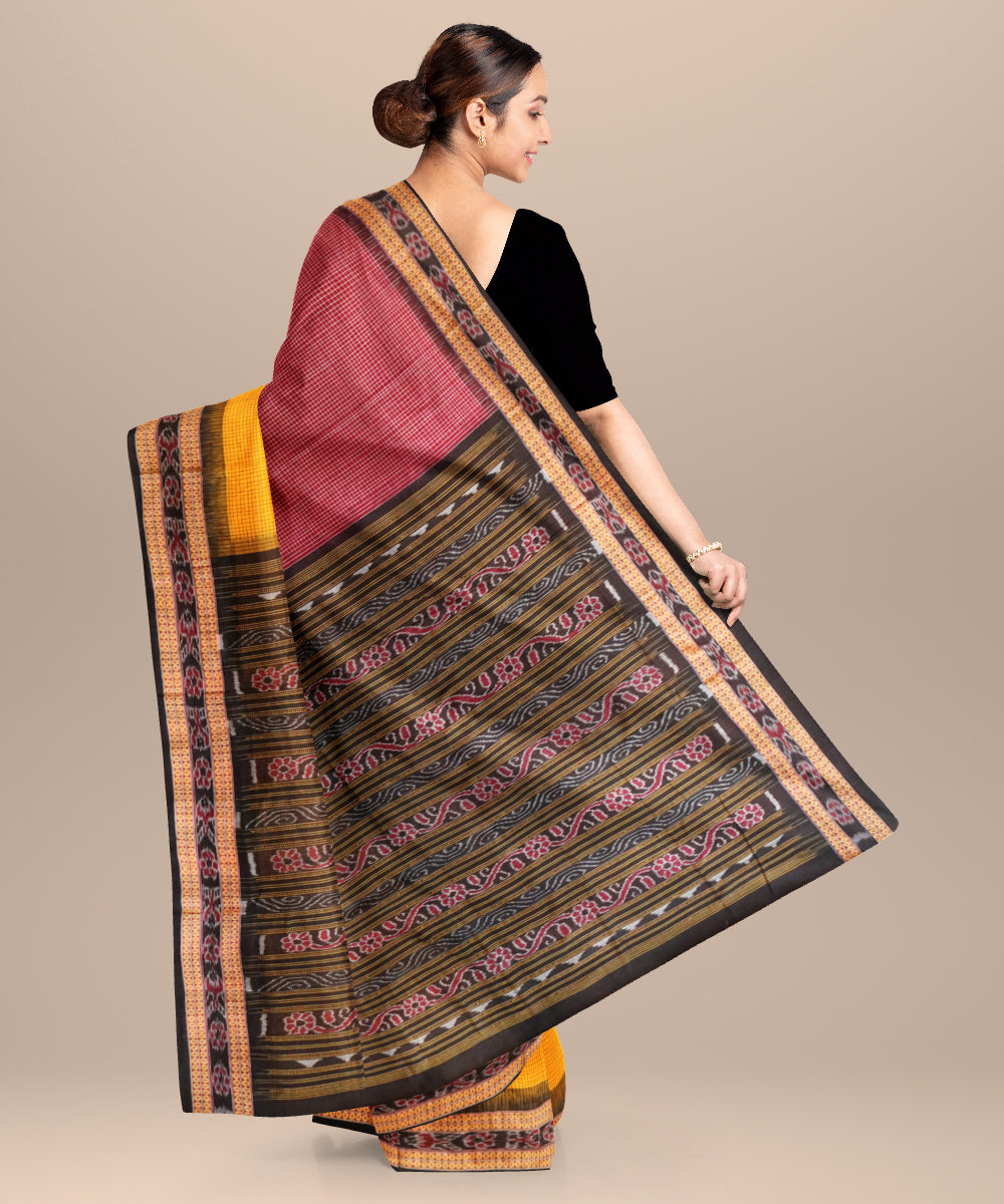 Multicolor black handloom nuapatna cotton saree