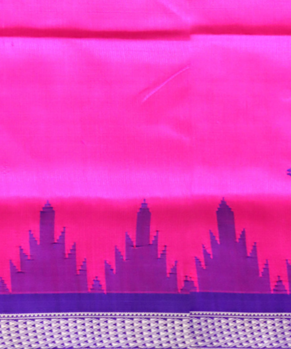 Pink cyber grape silk handloom berhampuri saree