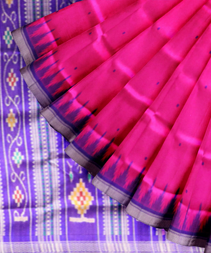 Pink cyber grape silk handloom berhampuri saree