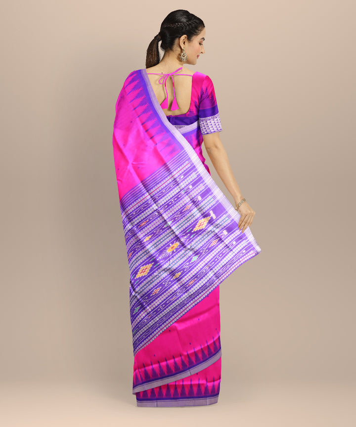 Pink cyber grape silk handloom berhampuri saree