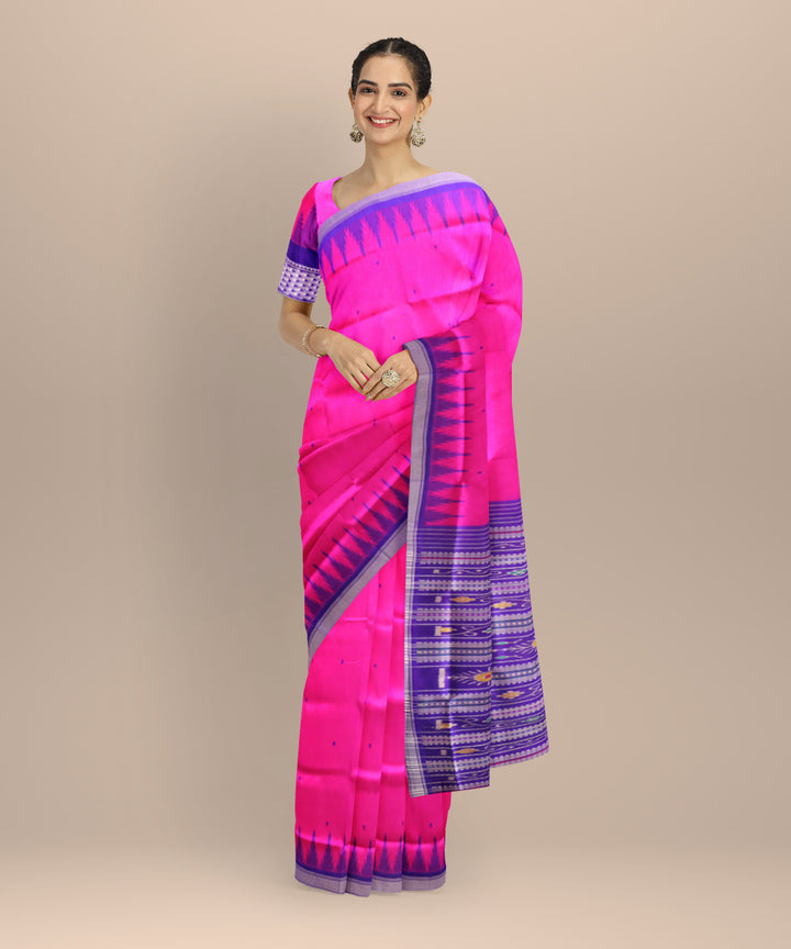 Pink cyber grape silk handloom berhampuri saree