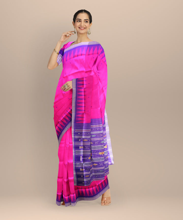 Pink cyber grape silk handloom berhampuri saree