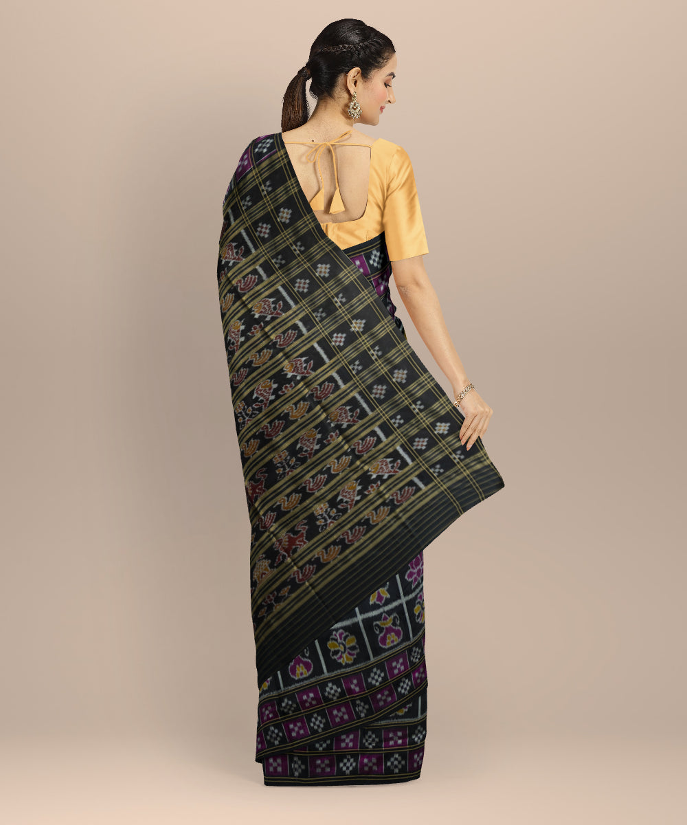 Purple black silk handloom khandua saree