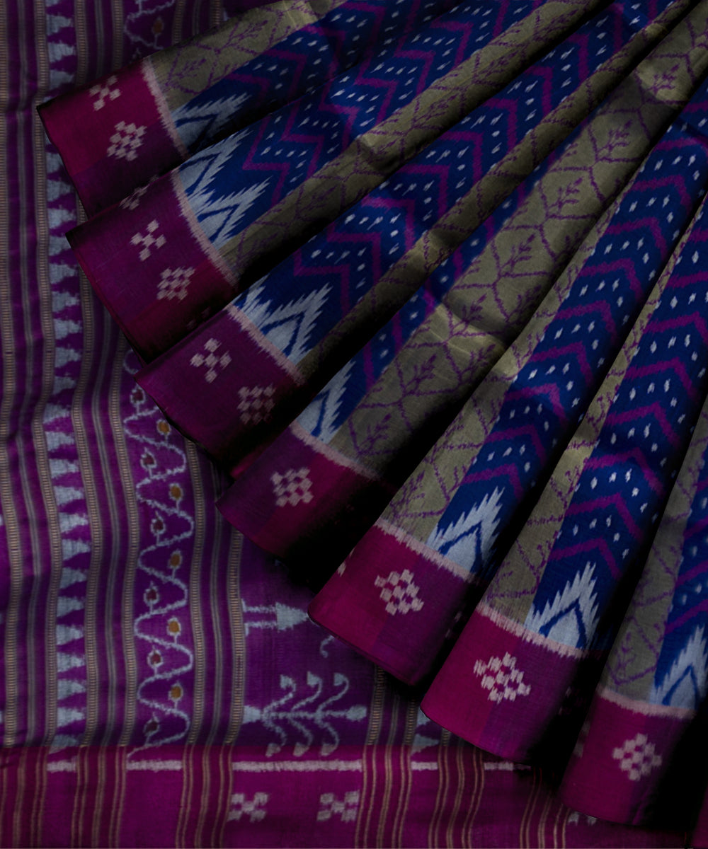 Multicolor byzantine silk handloom khandua saree