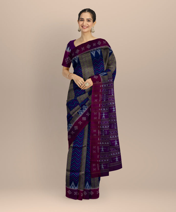 Multicolor byzantine silk handloom khandua saree