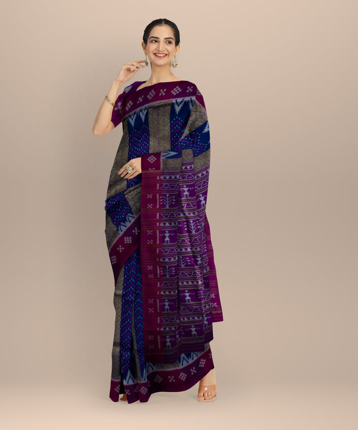 Multicolor byzantine silk handloom khandua saree