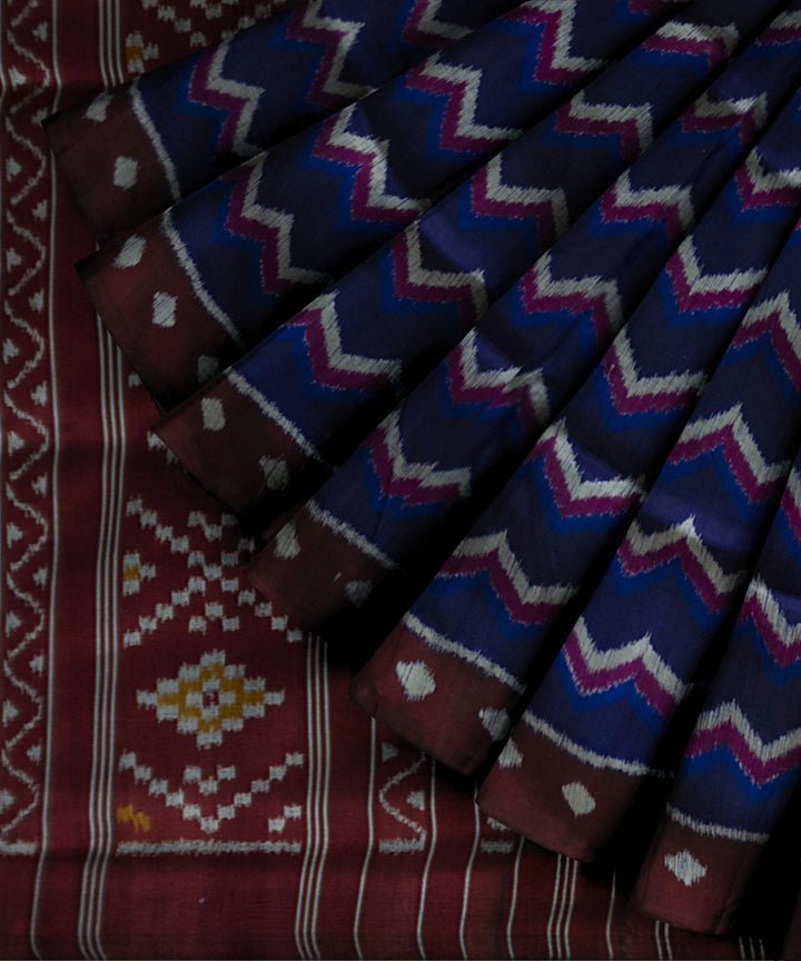 Sky blue claret silk handloom khandua saree