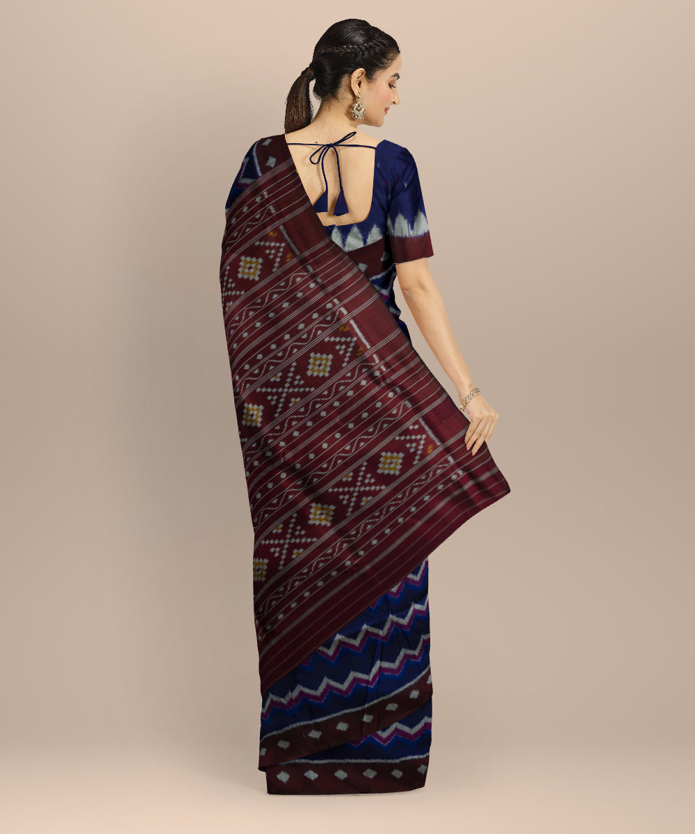 Sky blue claret silk handloom khandua saree