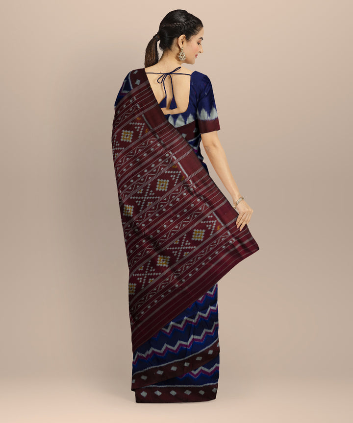 Sky blue claret silk handloom khandua saree
