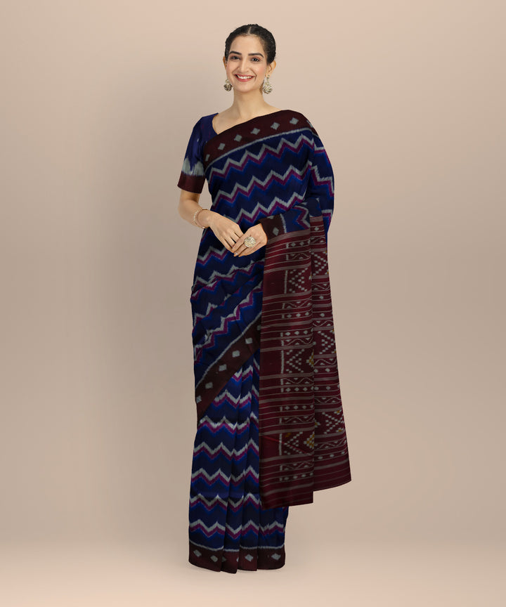 Sky blue claret silk handloom khandua saree