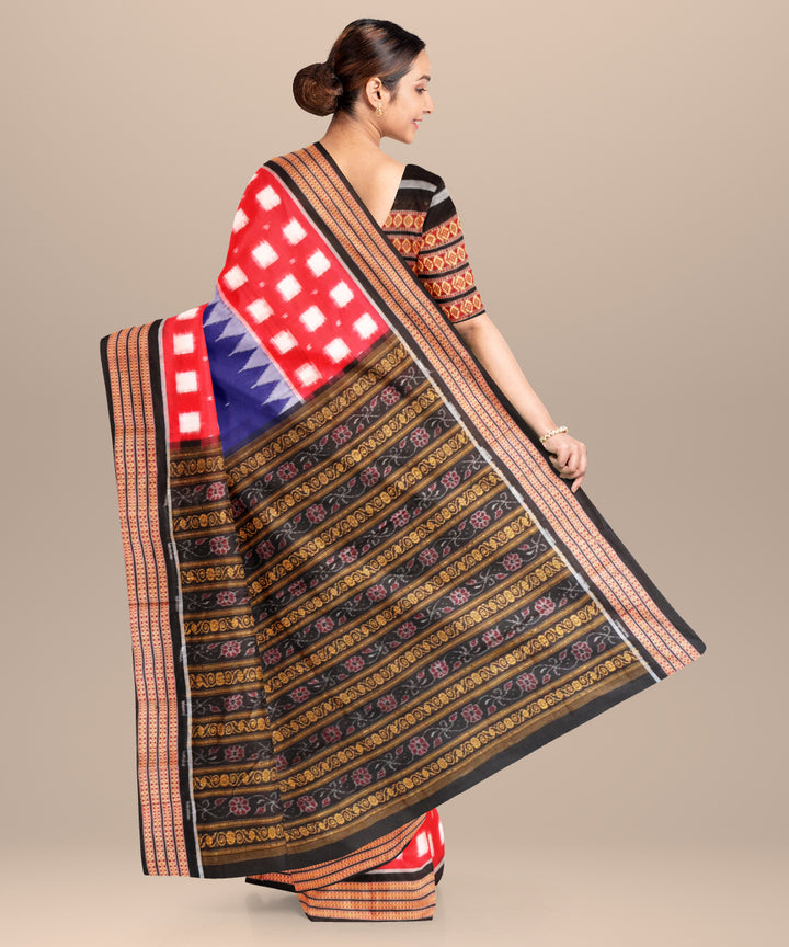 Magenta violet black cotton handloom sambalpuri saree