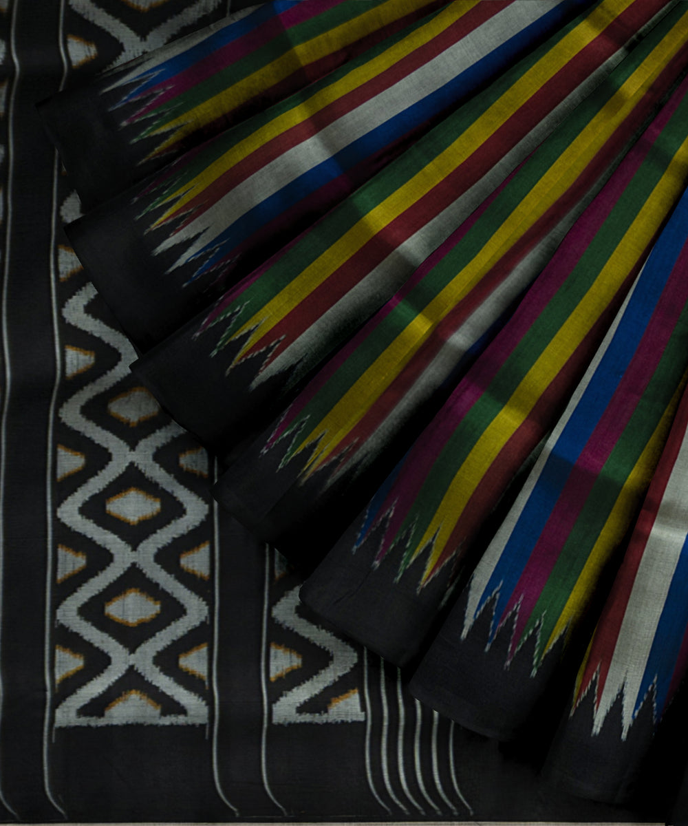 Multicolor black handloom khandua silk saree