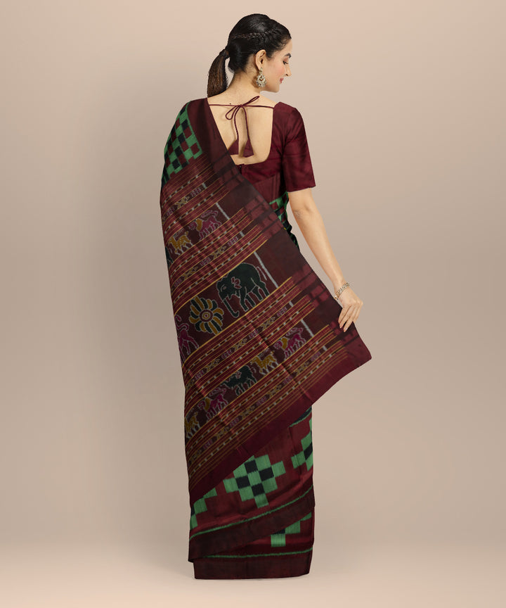 Black claret silk handloom khandua saree