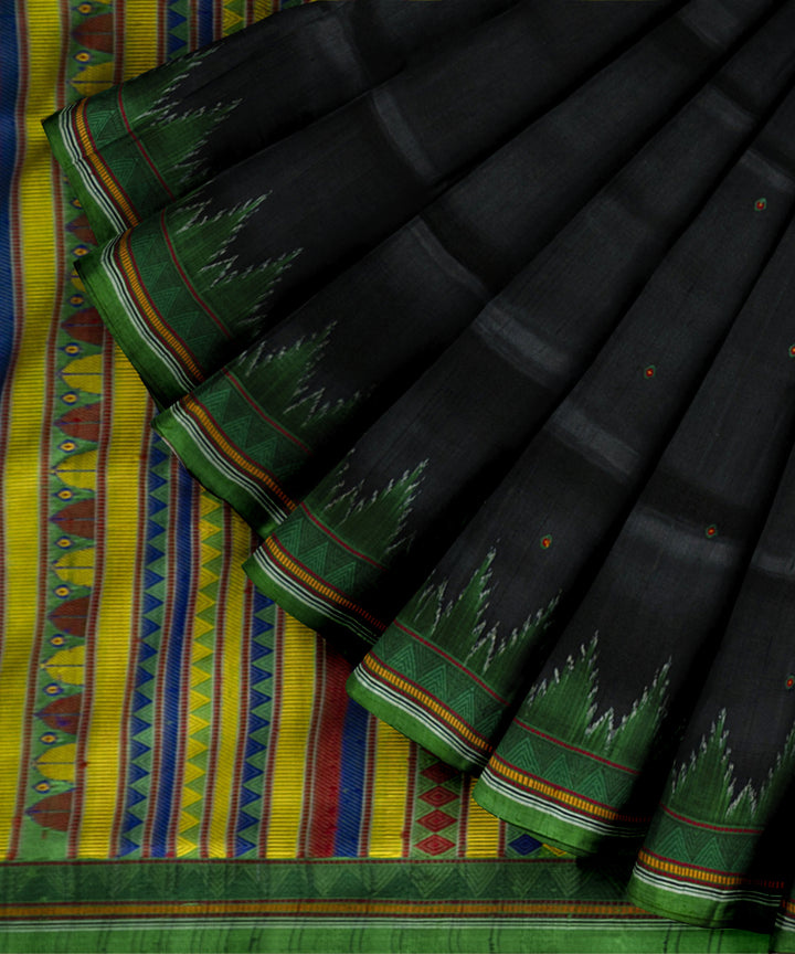 Black forest green silk handloom khandua saree