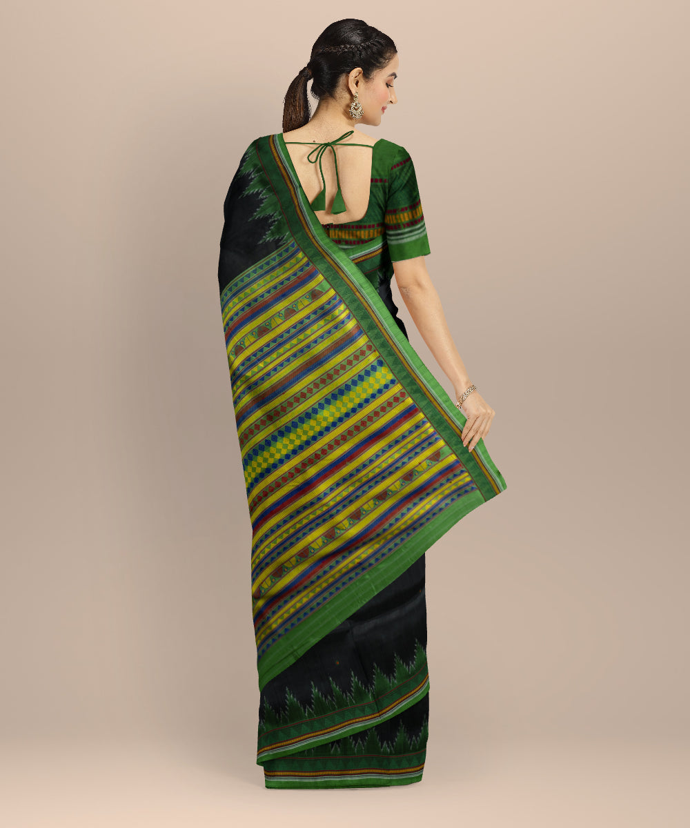 Black forest green silk handloom khandua saree